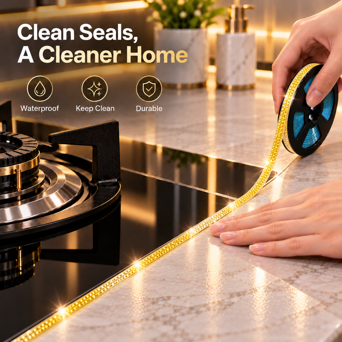 ✨ Peel & Stick Gap Sealing Tape – 6m Kitchen & Bath Edge Trim