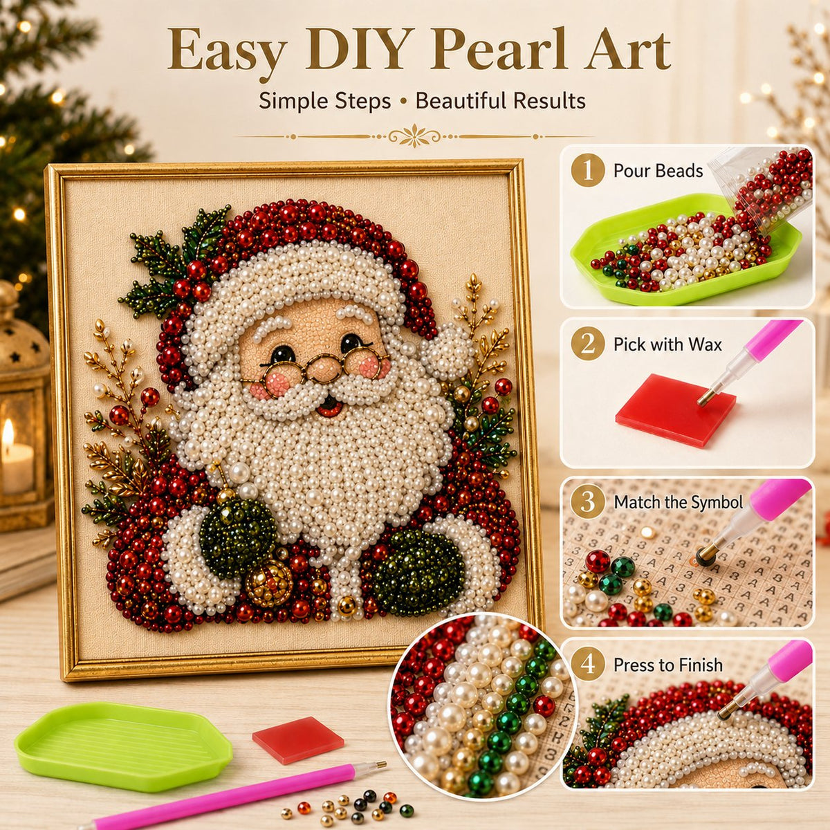 ✨ 3D Christmas Pearl Craft Kit – Relaxing DIY Holiday Art (📦 Free Shipping on 2+)