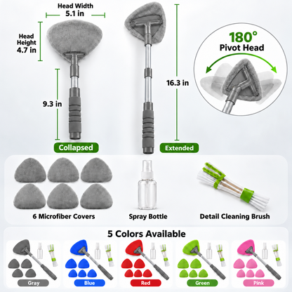 💥9PCS Car Window Cleaner Kit✨ Extendable Handle & Windshield Cleaning Tool