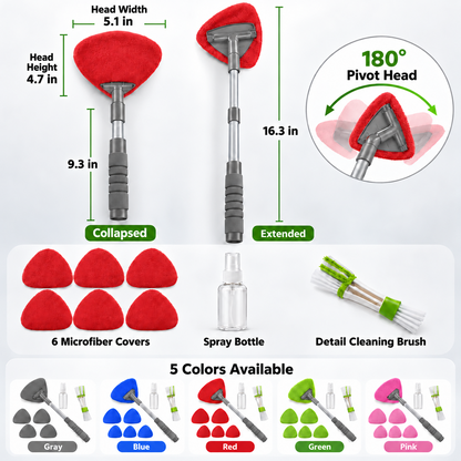 💥9PCS Car Window Cleaner Kit✨ Extendable Handle & Windshield Cleaning Tool