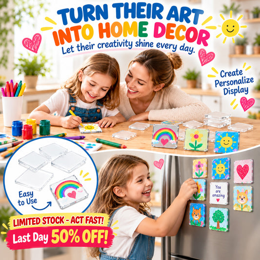 🎁Clear Acrylic DIY Fridge Magnet Set with Adhesive Backing – Square Magnetic Photo Frames with Stunning 3D Effect 💕