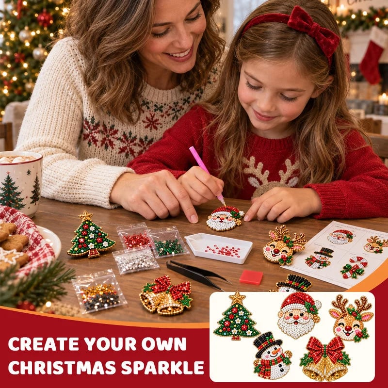 🔥HOT SALE🔥🎄Christmas Diamond Painting Brooch DIY Kit 💎