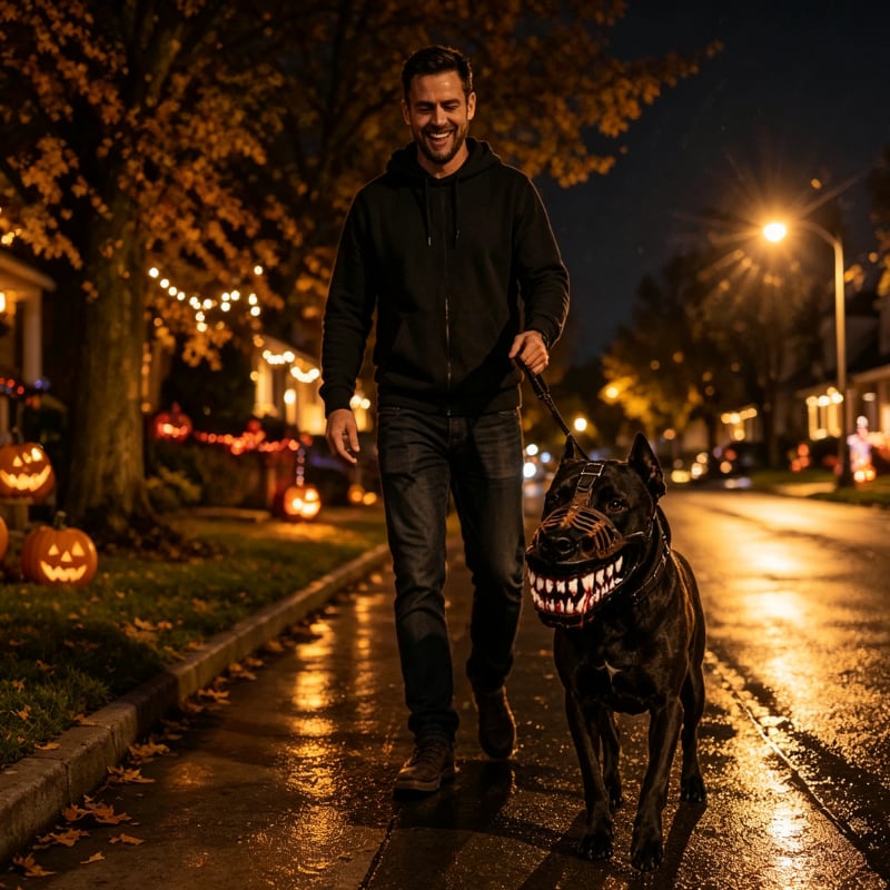 Hellhound Dog Mask 🔥🐕 Halloween Monster Costume For Dogs With Realistic Demon Design1