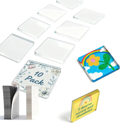 🎁Clear Acrylic DIY Fridge Magnet Set with Adhesive Backing – Square Magnetic Photo Frames with Stunning 3D Effect 💕1