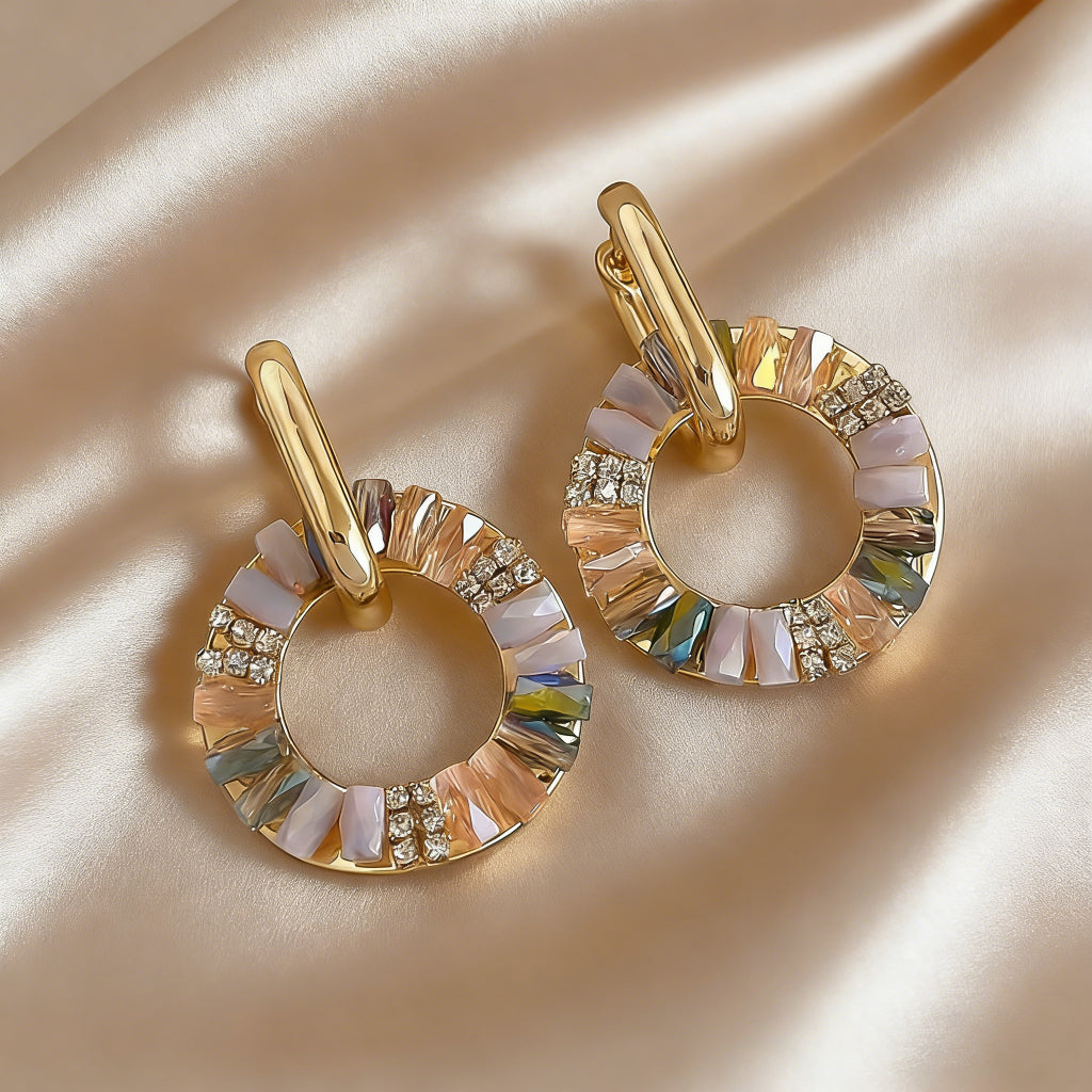 Retro Cubic Zirconia Geometric Hoop Earrings