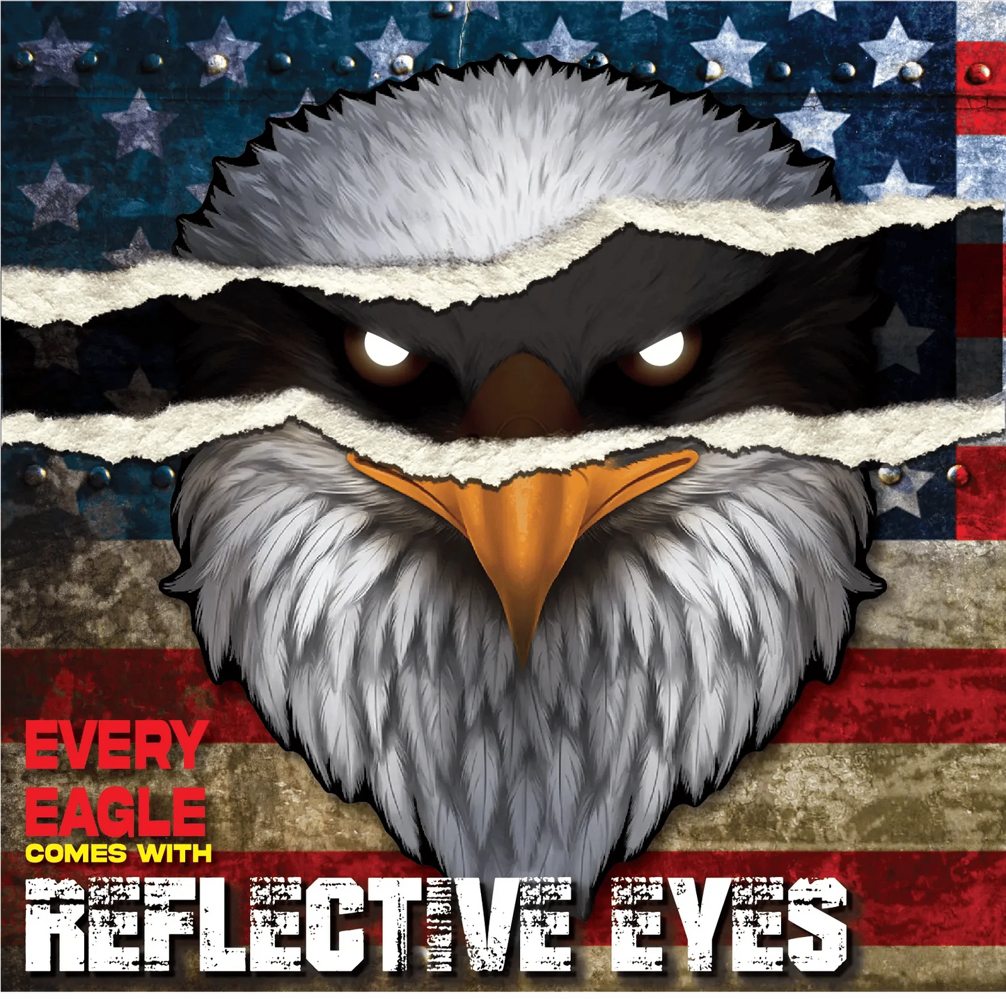 🦅Reflective Eagle Eyes USA Flag Decal – Waterproof Patriotic Vinyl Sticker for Trucks