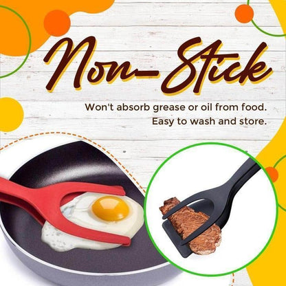 🍳2-in-1 Grip & Flip Tongs – Stop Fighting With Awkward Flips