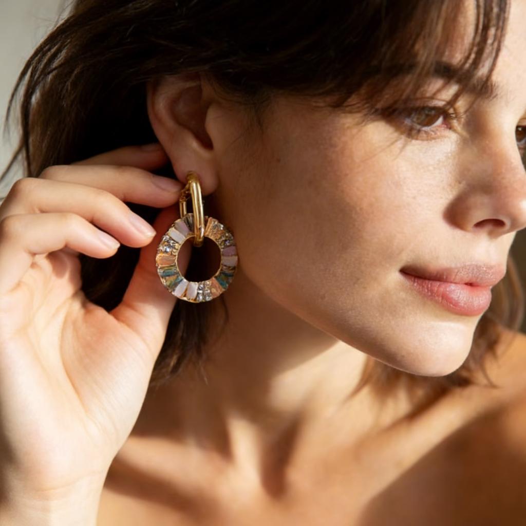 Retro Cubic Zirconia Geometric Hoop Earrings