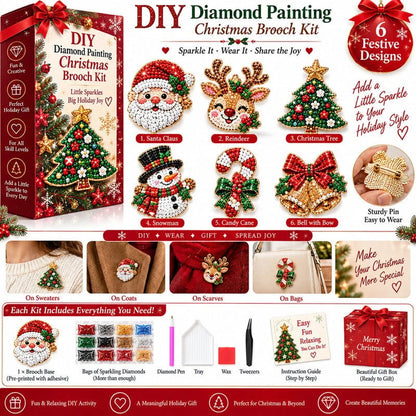 🔥HOT SALE🔥🎄Christmas Diamond Painting Brooch DIY Kit 💎
