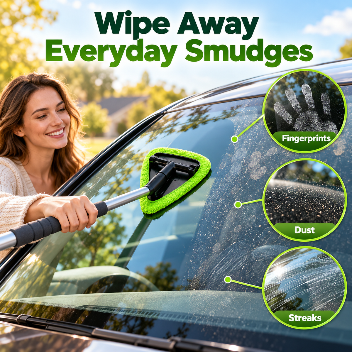💥9PCS Car Window Cleaner Kit✨ Extendable Handle & Windshield Cleaning Tool