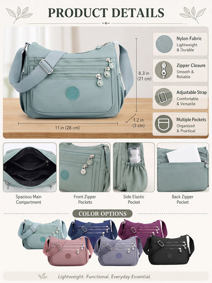 💖 Everyday Favorite Nylon Crossbody Bag with Multi-Pocket Storage
