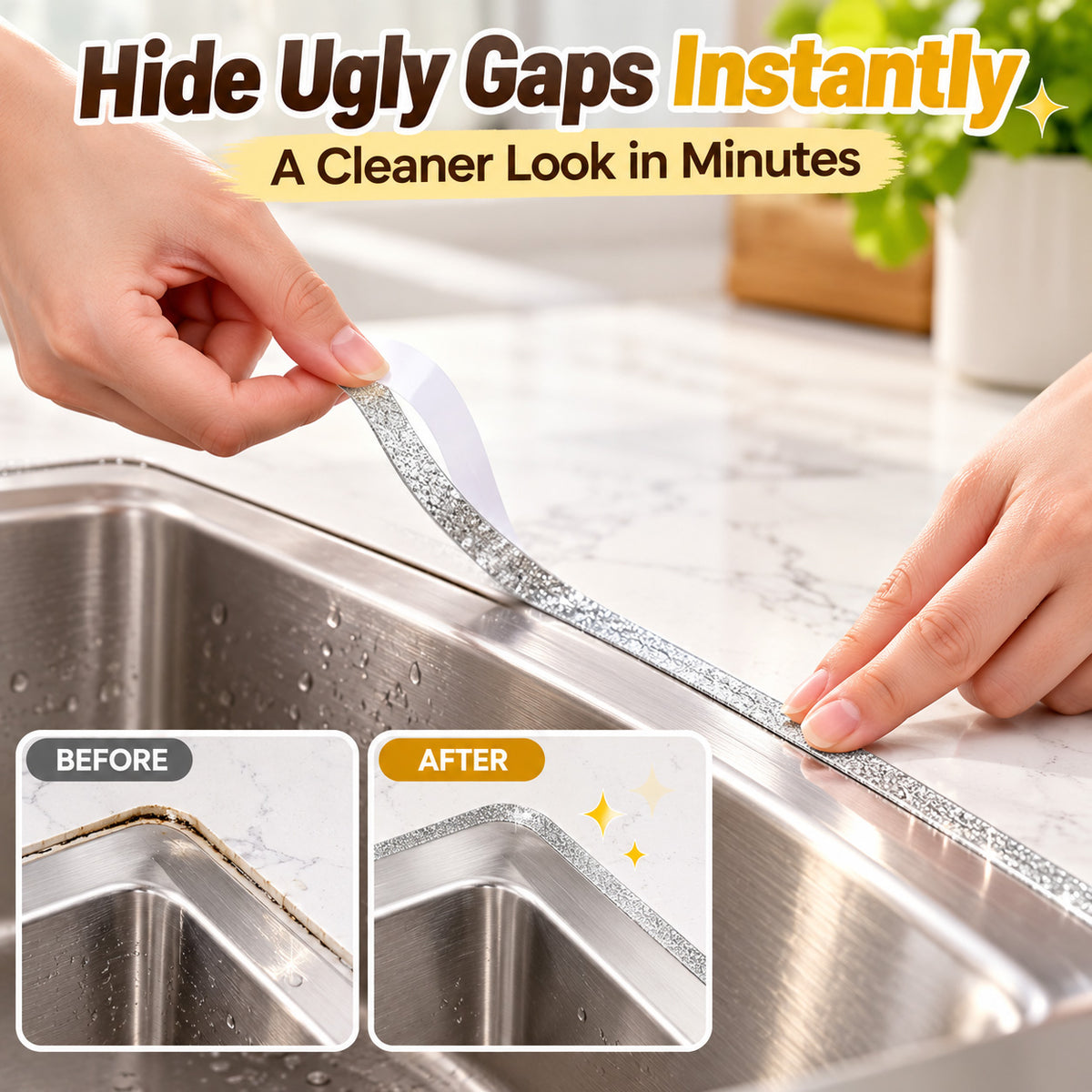 ✨ Peel & Stick Gap Sealing Tape – 6m Kitchen & Bath Edge Trim