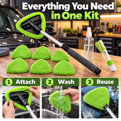 💥9PCS Car Window Cleaner Kit✨ Extendable Handle & Windshield Cleaning Tool