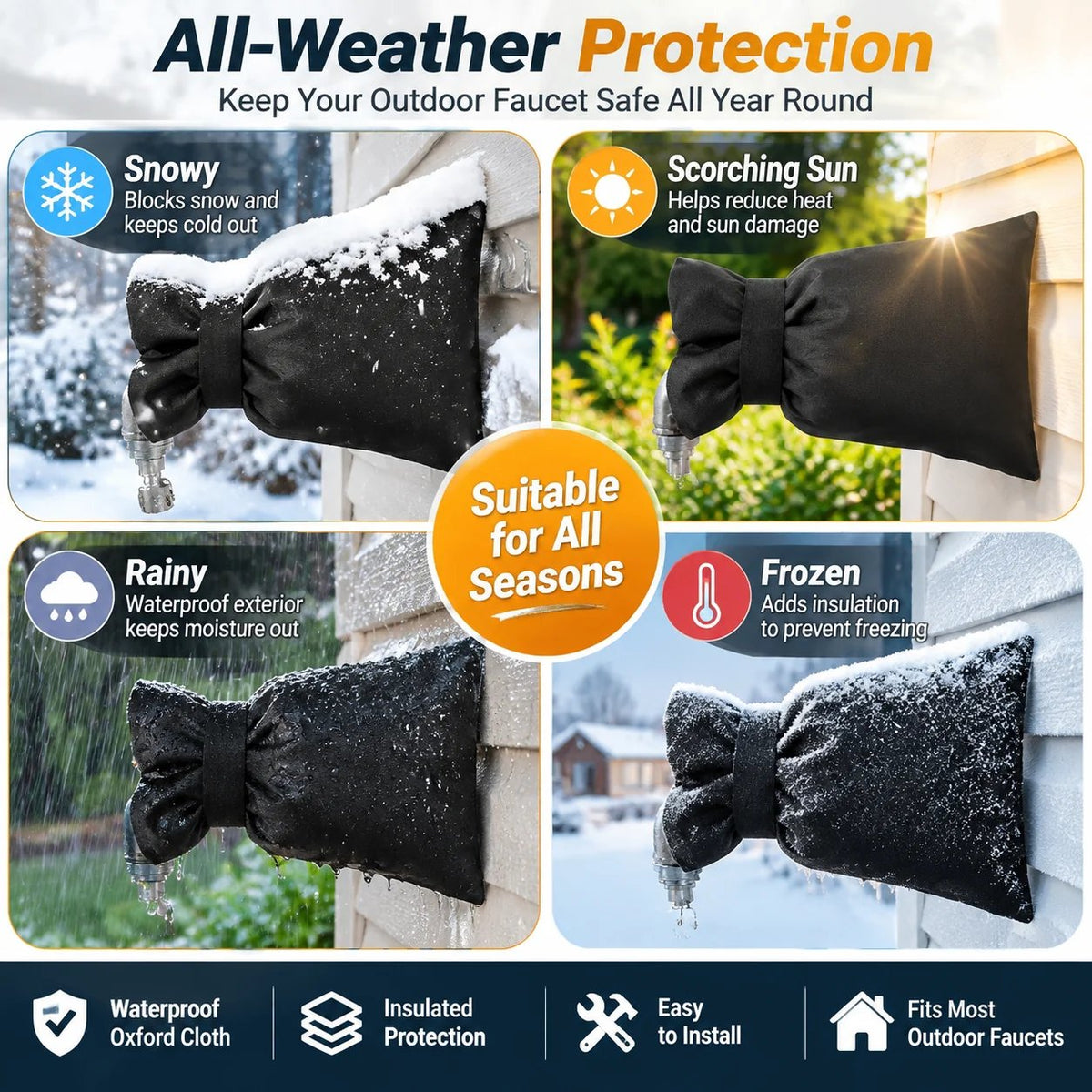 ❄️Insulated Outdoor Faucet Cover – Winter Freeze Protection