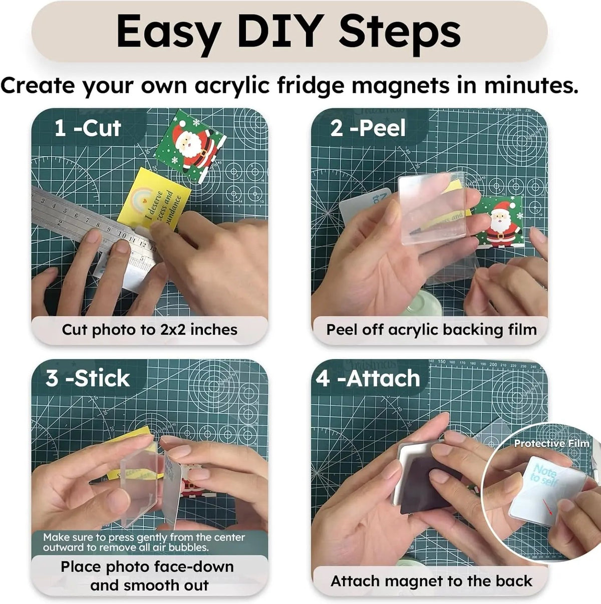 🎁Clear Acrylic DIY Fridge Magnet Set with Adhesive Backing – Square Magnetic Photo Frames with Stunning 3D Effect 💕1