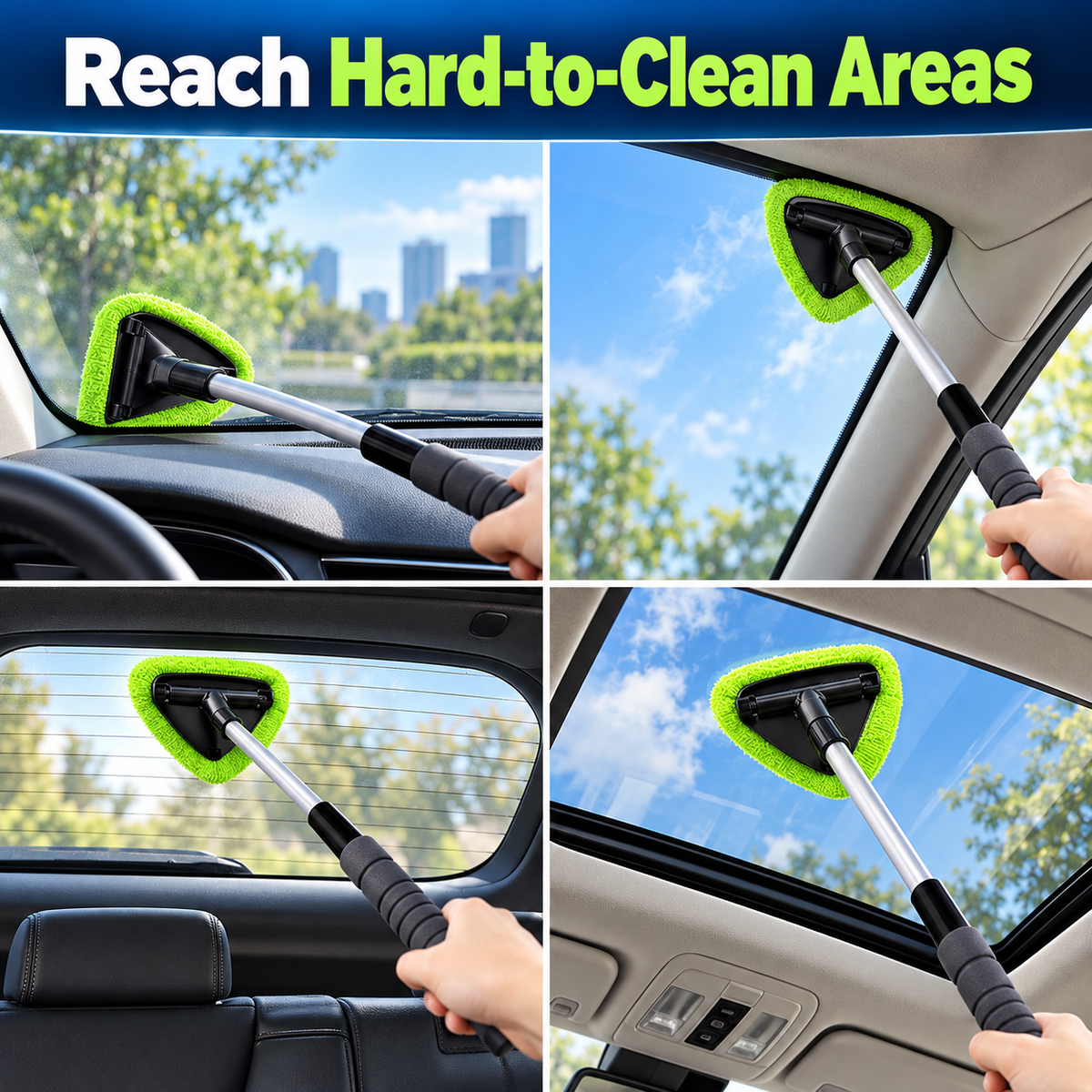 💥9PCS Car Window Cleaner Kit✨ Extendable Handle & Windshield Cleaning Tool