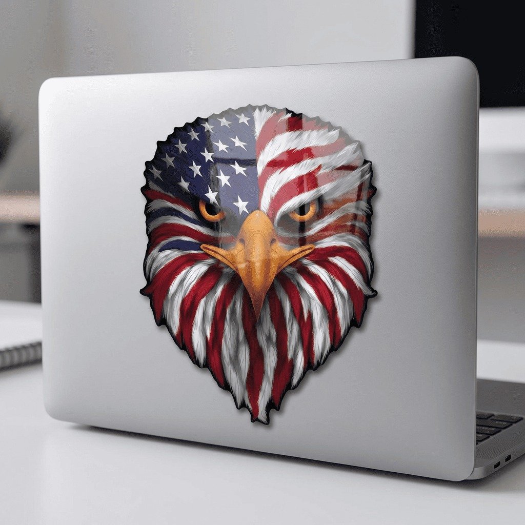 🦅Reflective Eagle Eyes USA Flag Decal – Waterproof Patriotic Vinyl Sticker for Trucks