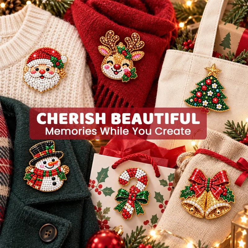 🔥HOT SALE🔥🎄Christmas Diamond Painting Brooch DIY Kit 💎