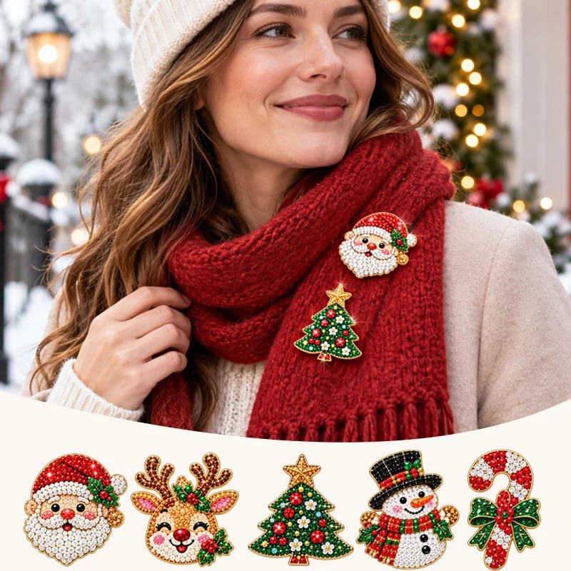 🔥HOT SALE🔥🎄Christmas Diamond Painting Brooch DIY Kit 💎