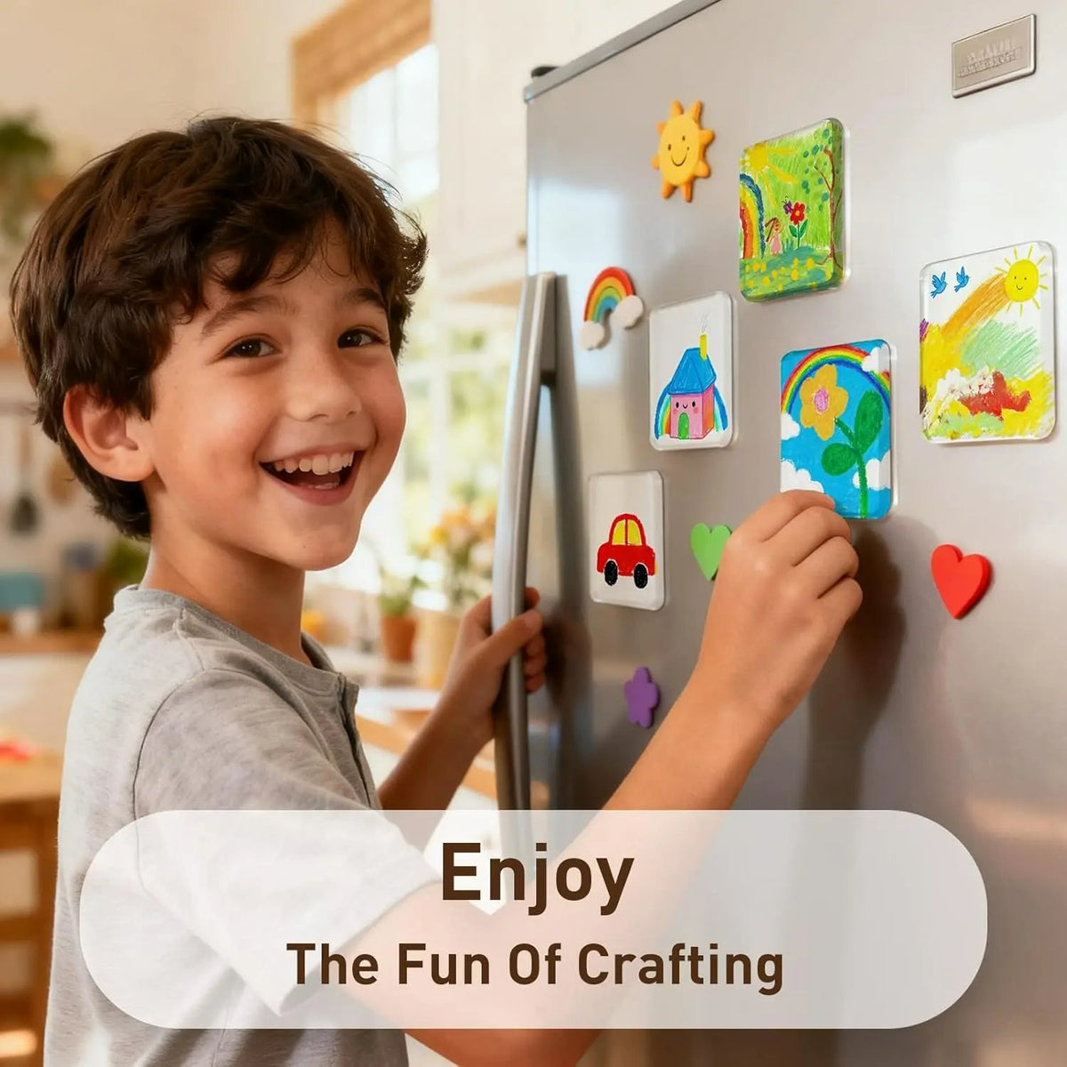 🎁Clear Acrylic DIY Fridge Magnet Set with Adhesive Backing – Square Magnetic Photo Frames with Stunning 3D Effect 💕1