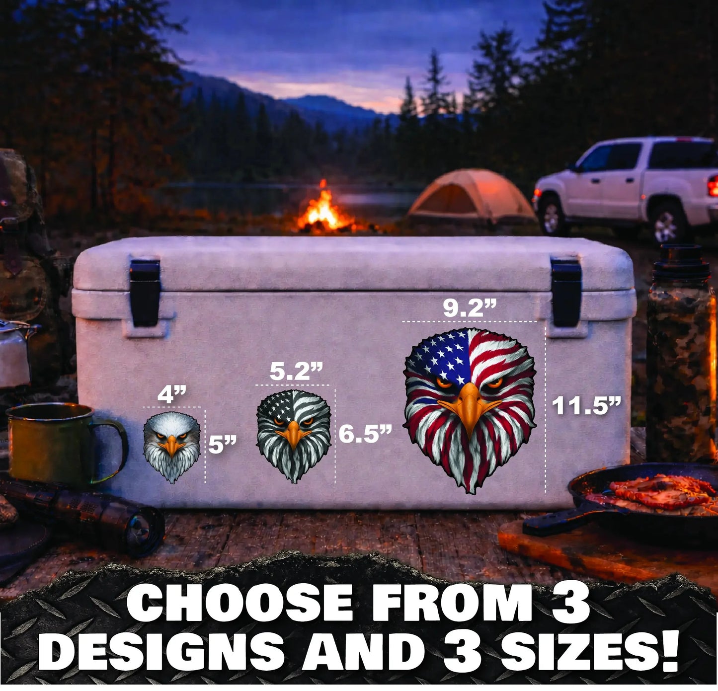 🦅Reflective Eagle Eyes USA Flag Decal – Waterproof Patriotic Vinyl Sticker for Trucks