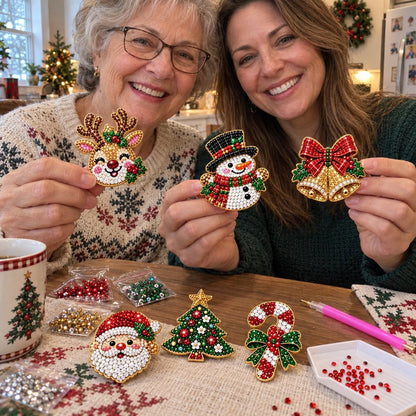 🔥HOT SALE🔥🎄Christmas Diamond Painting Brooch DIY Kit 💎