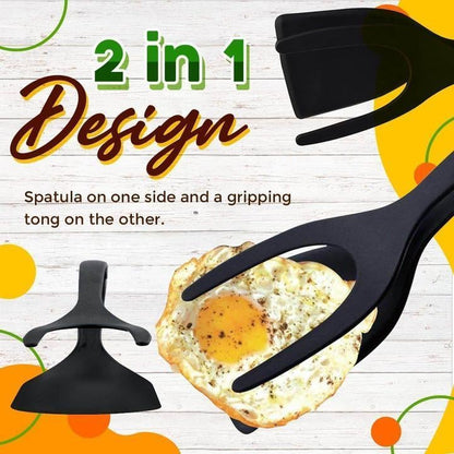 🍳2-in-1 Grip & Flip Tongs – Stop Fighting With Awkward Flips