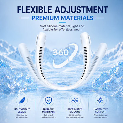 🥳2026 HOT SALE🥳💞50K+ SOLD!🍃💨 50% OFF! Neck Air Conditioner Fan – Ultra‑quiet, 360° rotating, Hands‑free cooling, long battery. 🌬️