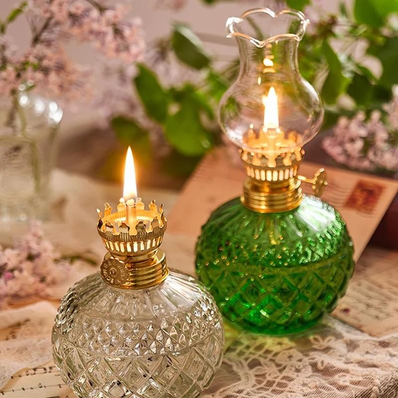🔥🕯️Vintage Style Oil Lamp with Glass Candle Holder