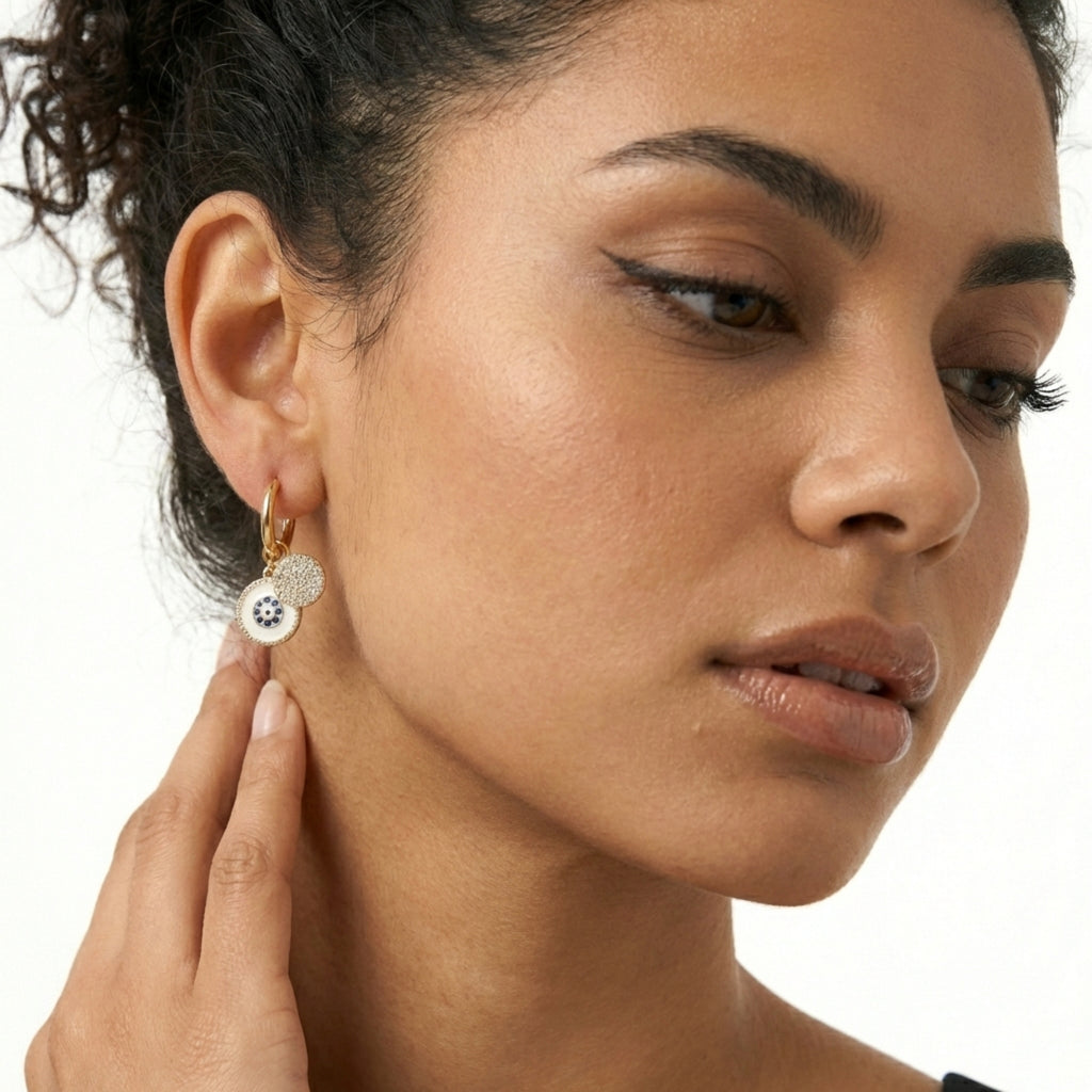 Artisanal Mosaic & Disc Dangle Earrings