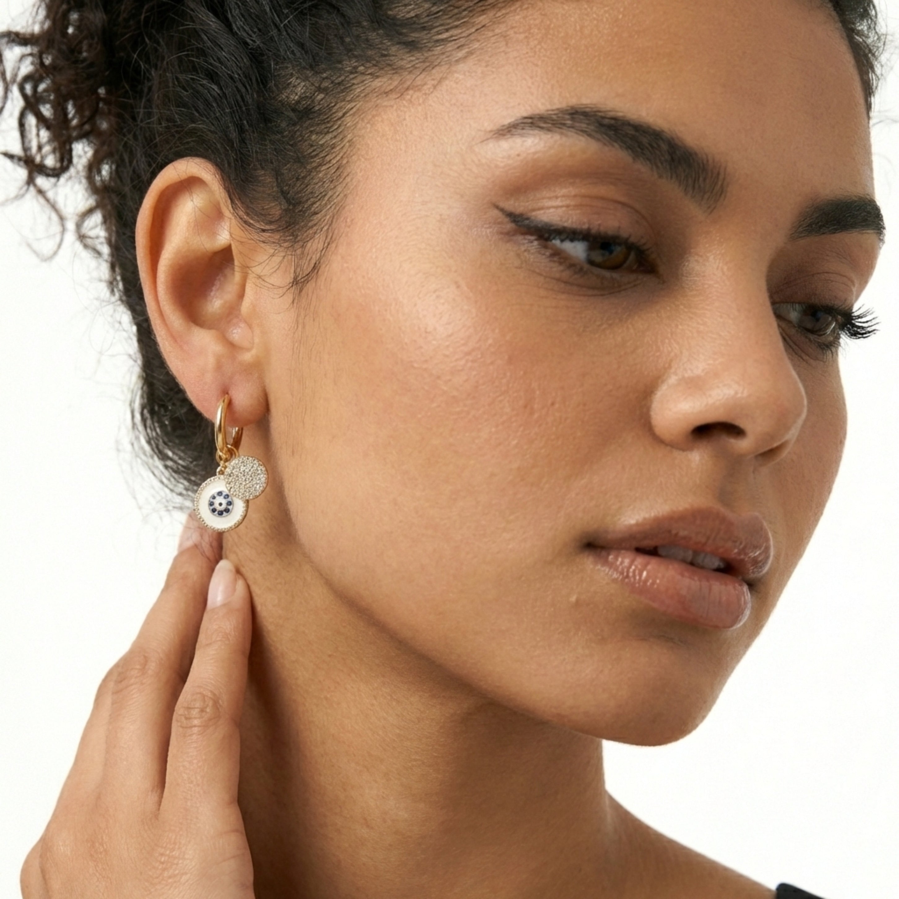 Artisanal Mosaic & Disc Dangle Earrings