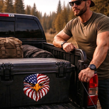 🦅Reflective Eagle Eyes USA Flag Decal – Waterproof Patriotic Vinyl Sticker for Trucks