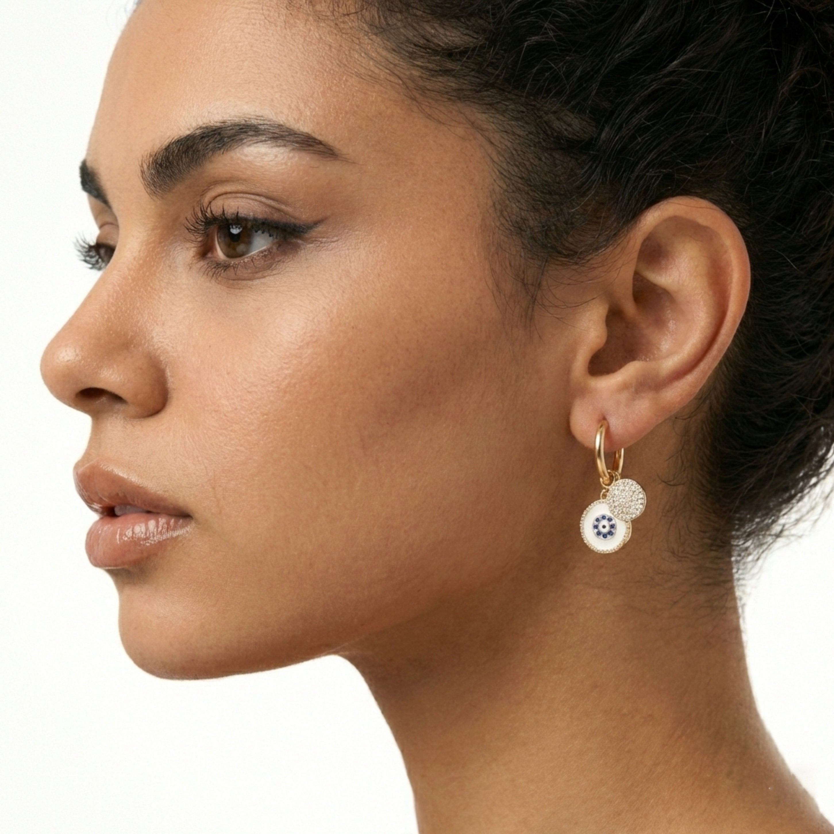 Artisanal Mosaic & Disc Dangle Earrings