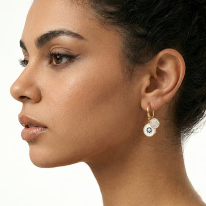 Artisanal Mosaic & Disc Dangle Earrings