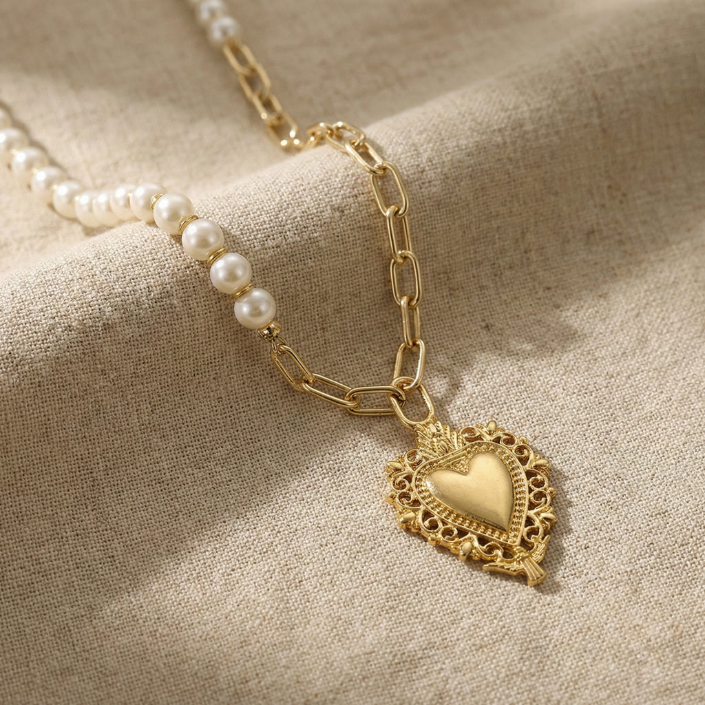 Radiant Heart & Pearl Necklace