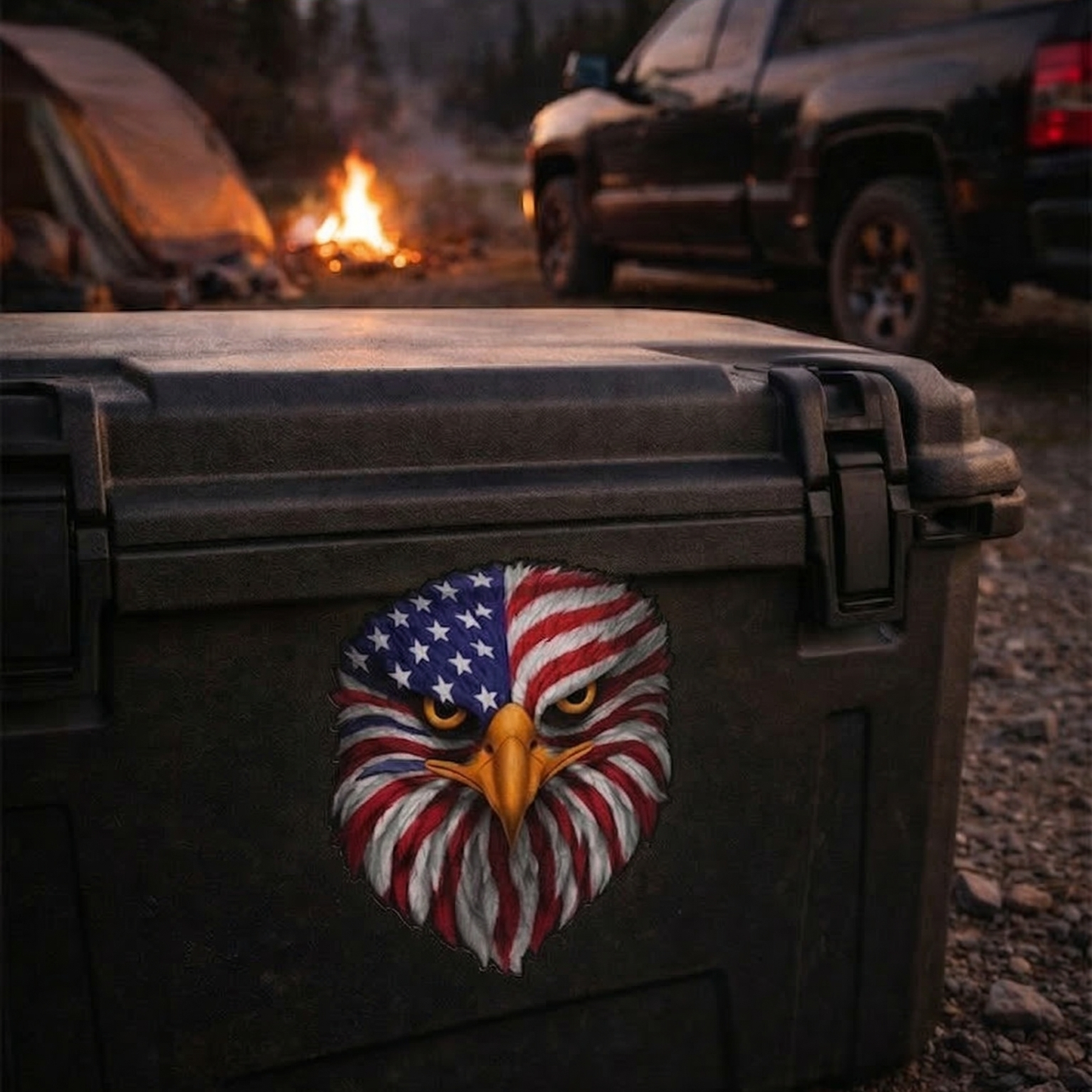🦅Reflective Eagle Eyes USA Flag Decal – Waterproof Patriotic Vinyl Sticker for Trucks
