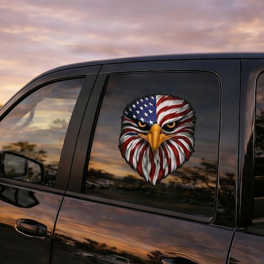 🦅Reflective Eagle Eyes USA Flag Decal – Waterproof Patriotic Vinyl Sticker for Trucks
