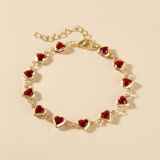 Chic Crimson Heart Strand Bracelet