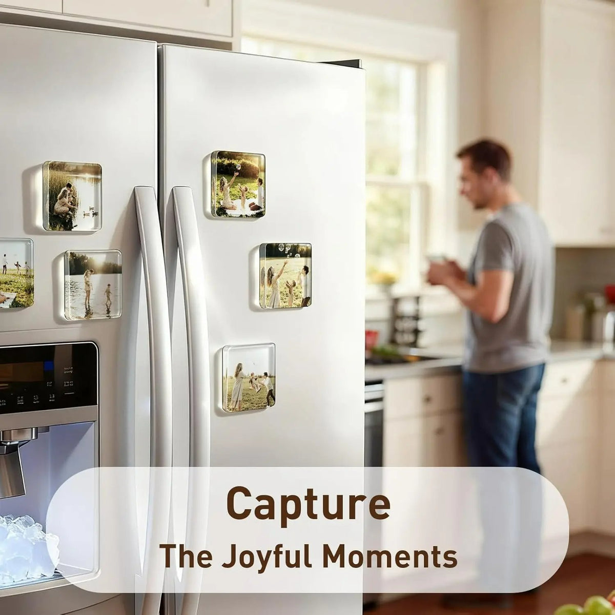 🎁Clear Acrylic DIY Fridge Magnet Set with Adhesive Backing – Square Magnetic Photo Frames with Stunning 3D Effect 💕1