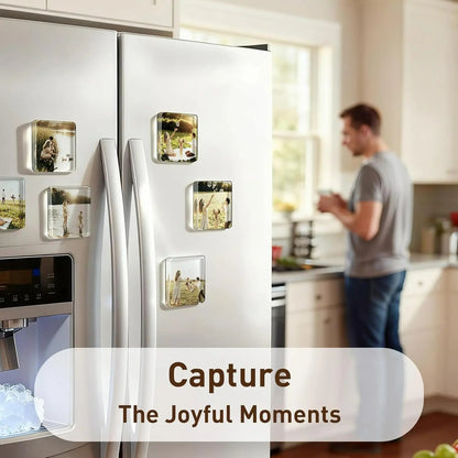 🎁Clear Acrylic DIY Fridge Magnet Set with Adhesive Backing – Square Magnetic Photo Frames with Stunning 3D Effect 💕1