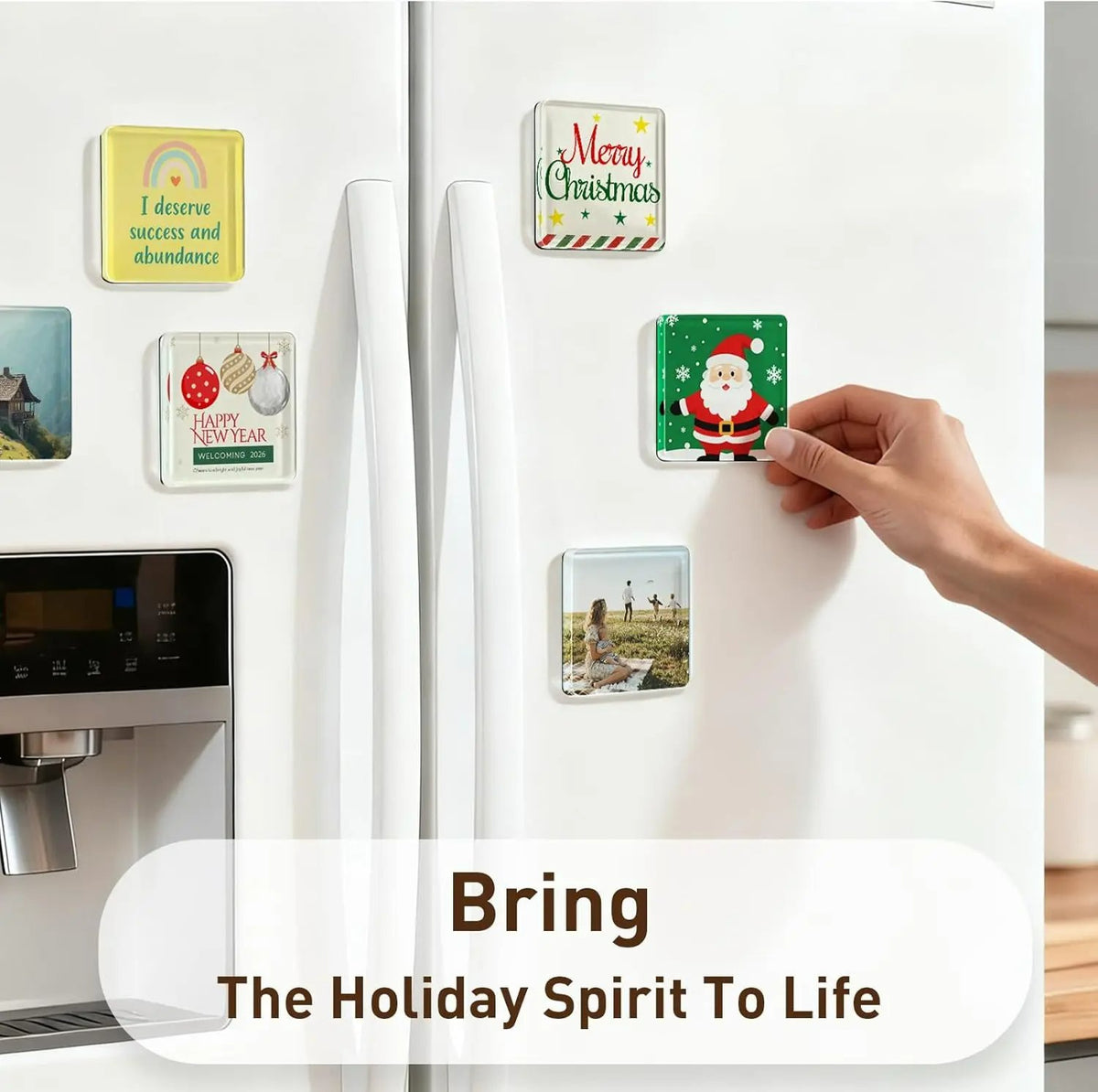 🎁Clear Acrylic DIY Fridge Magnet Set with Adhesive Backing – Square Magnetic Photo Frames with Stunning 3D Effect 💕1