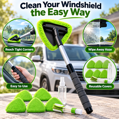 💥9PCS Car Window Cleaner Kit✨ Extendable Handle & Windshield Cleaning Tool