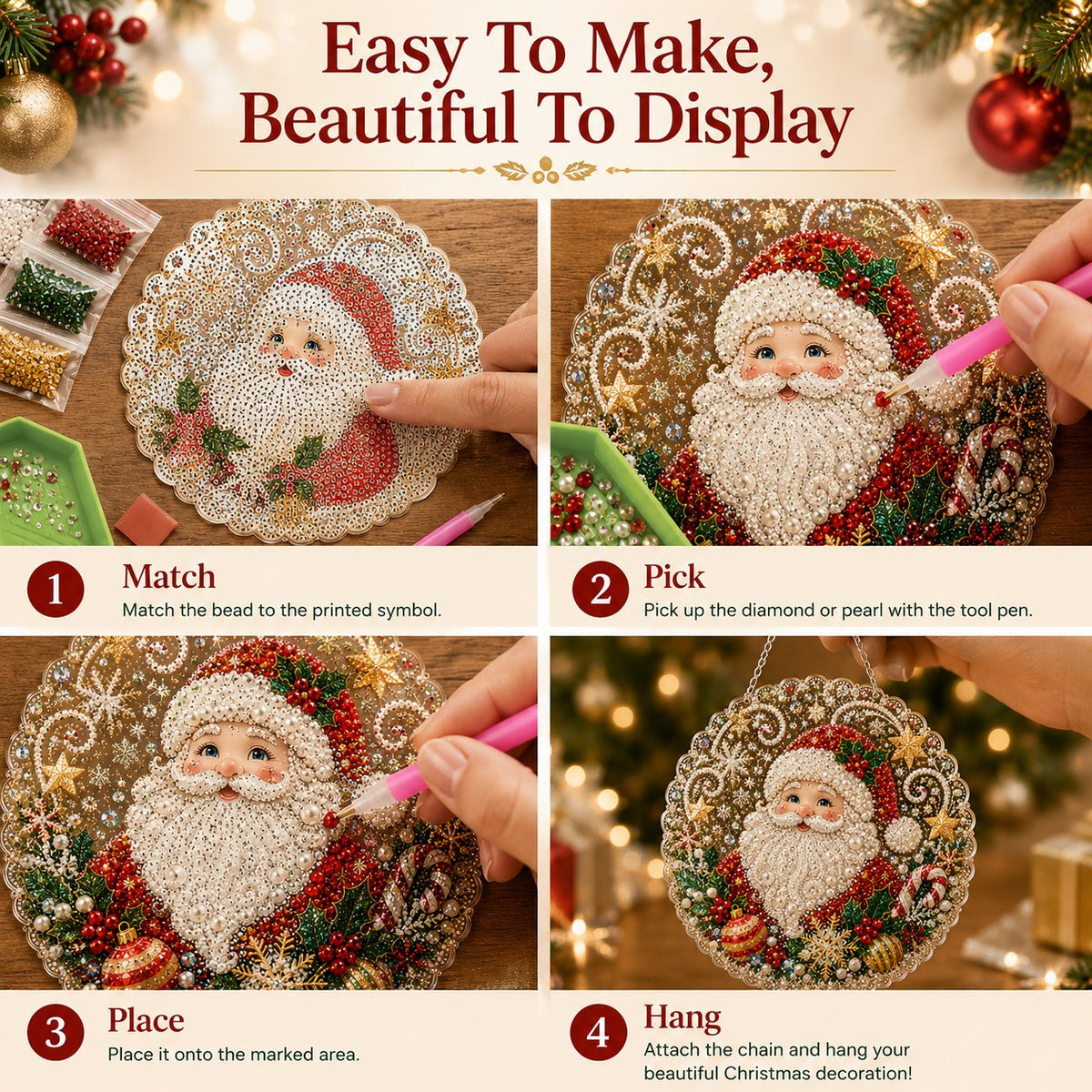 🎄Christmas DIY Diamond Painting Hanging Ornament Kit💎1