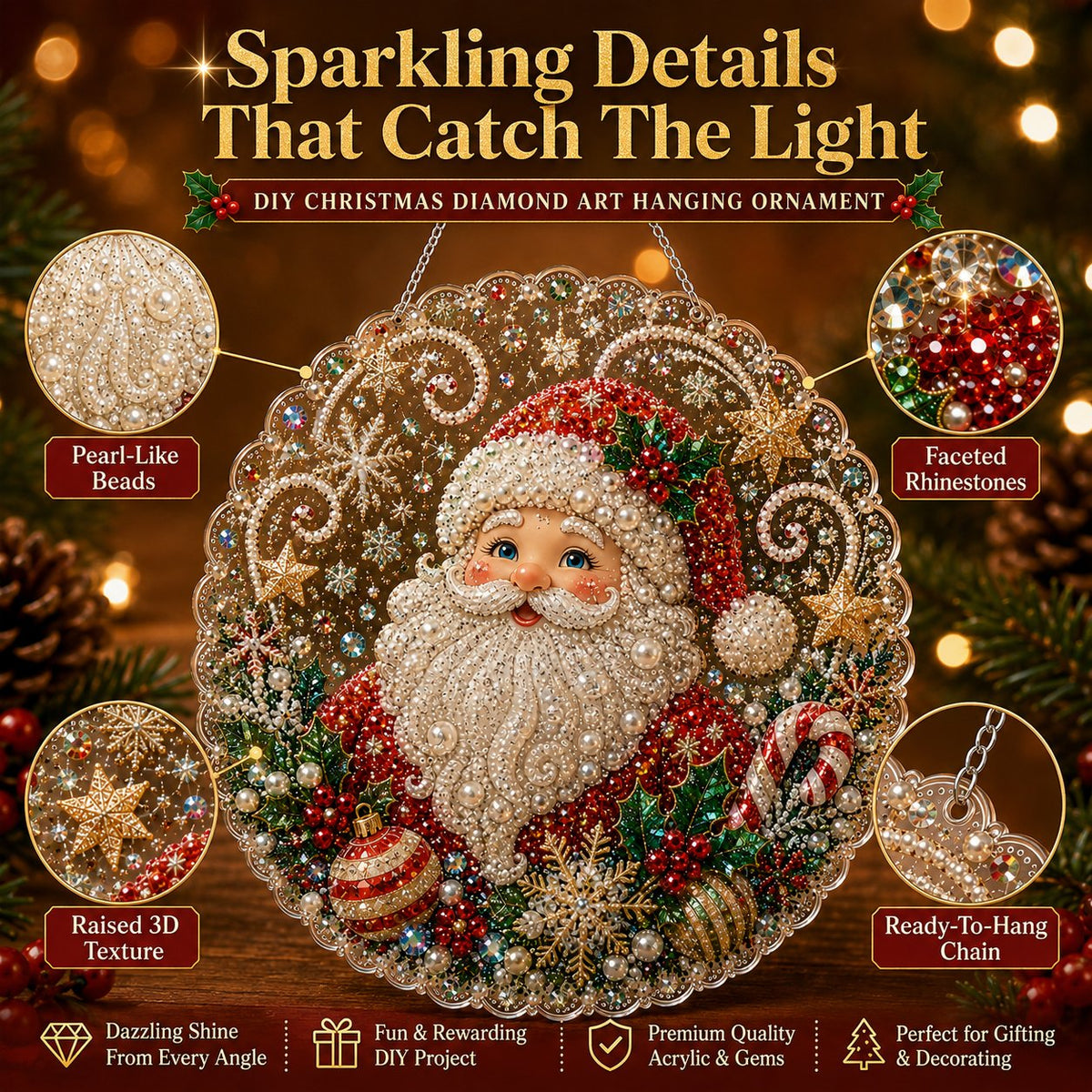 🎄Christmas DIY Diamond Painting Hanging Ornament Kit💎1
