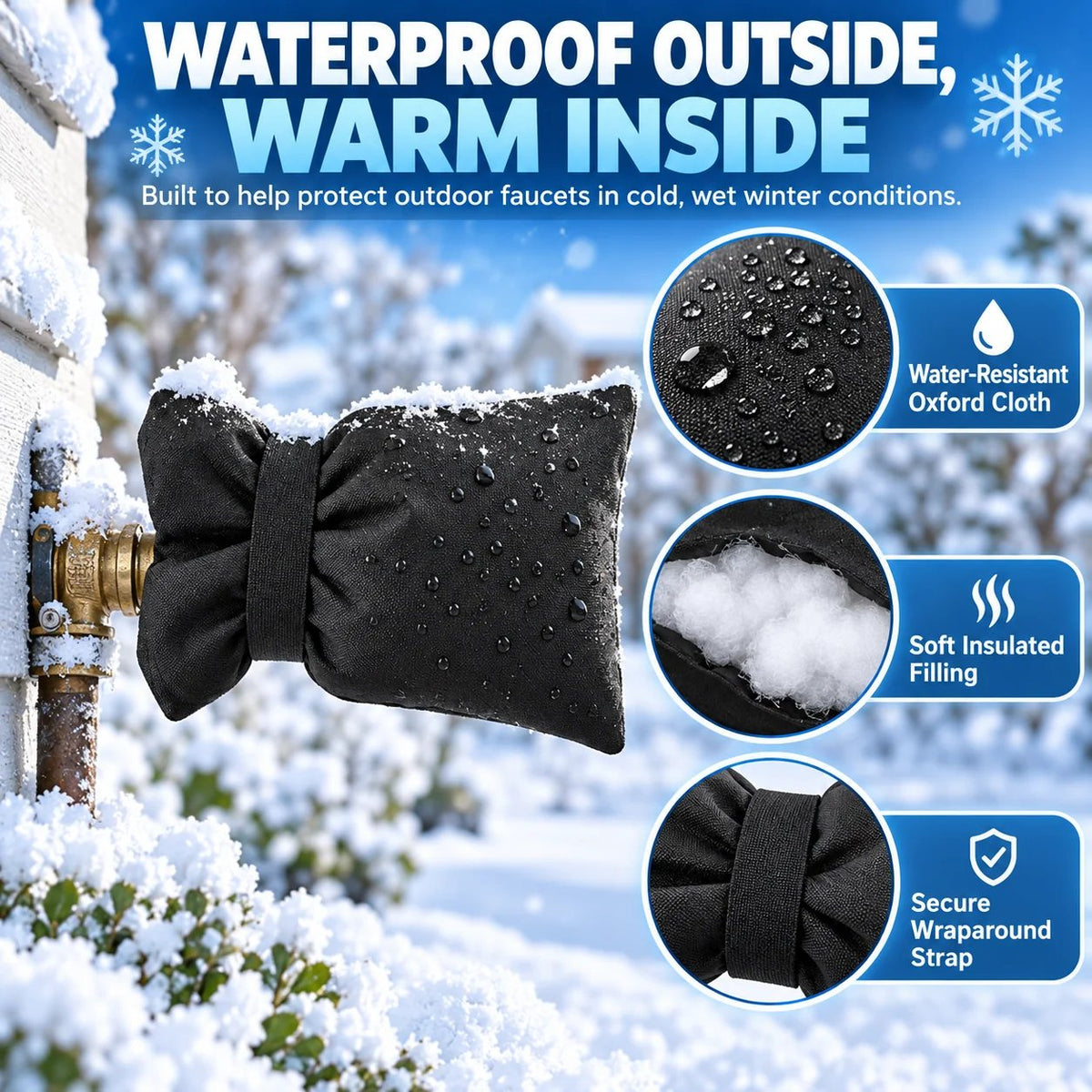 ❄️Insulated Outdoor Faucet Cover – Winter Freeze Protection