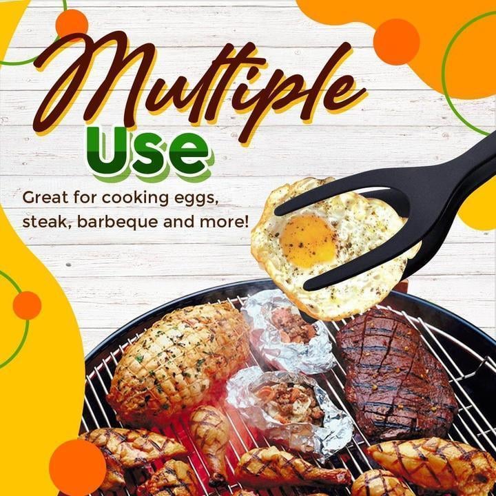 🍳2-in-1 Grip & Flip Tongs – Stop Fighting With Awkward Flips