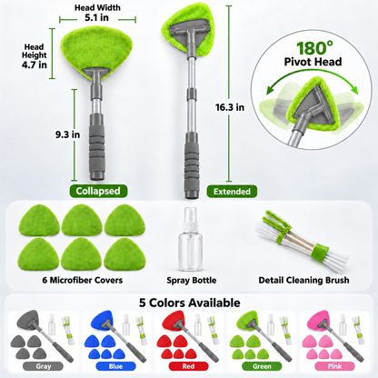 💥9PCS Car Window Cleaner Kit✨ Extendable Handle & Windshield Cleaning Tool
