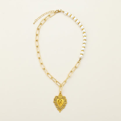 Radiant Heart & Pearl Necklace