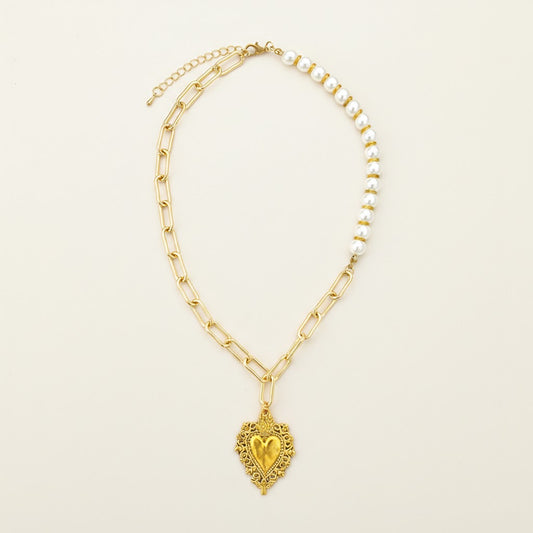 Radiant Heart & Pearl Necklace